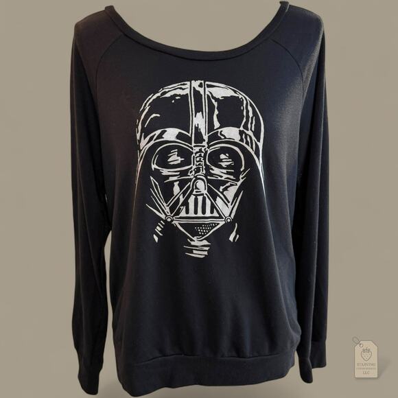 Star Wars Darth Vader Graphic Long Sleeve Top Women’s L Black Pullover Tee - Picture 1 of 7
